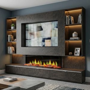Katell Italia Triora Media Wall Electric Fireplace Suite
