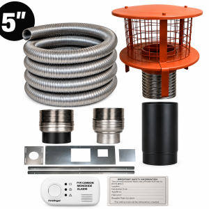 5" 10m Upgraded Flexible Flue Liner Pot Hanging Cowl Package